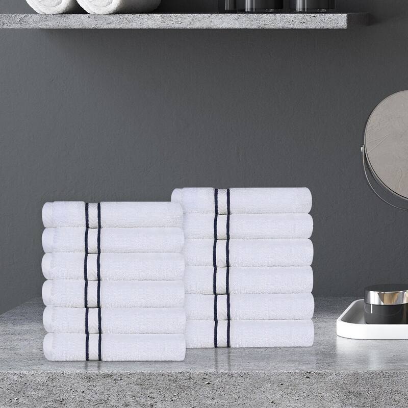 Turkish Cotton Heavyweight Washcloth Set of 12 by Superior