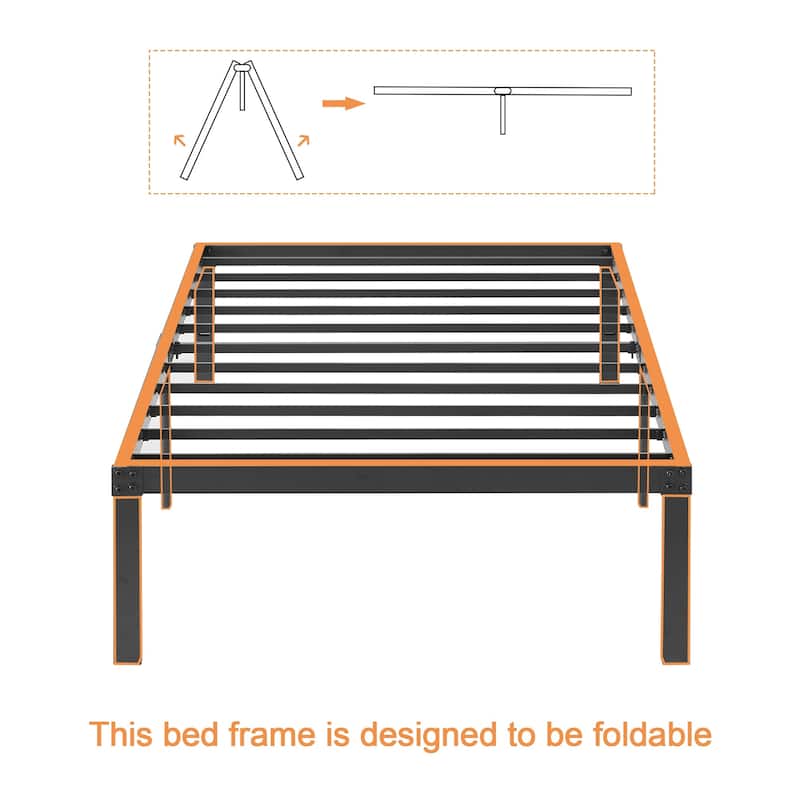 Javlergo 14/16/18 Inch Metal Platform Bed Frame, Heavy Duty Slat Support /No Box Spring Needed
