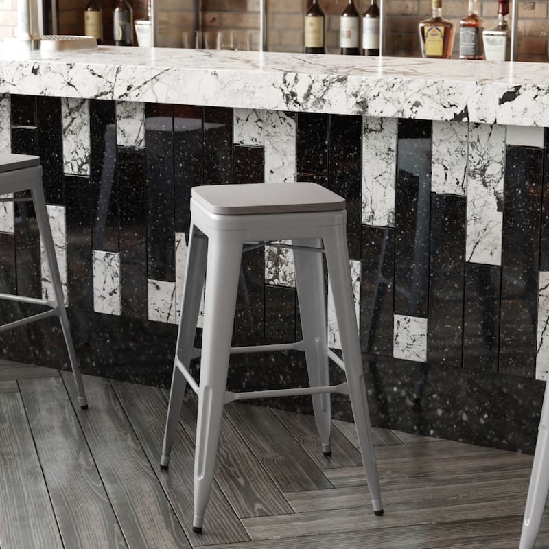 All-Weather Backless Commercial Bar Stool with Poly Resin Seat