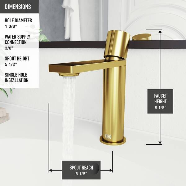 dimension image slide 0 of 8, VIGO Halsey 8" H Single Handle Single Hole Bathroom Faucet