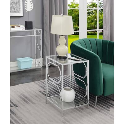 Chrome End Table with Sleek Frame and Smooth Surface, Contemporary Accent Side Table for Modern Living Room or Office Use