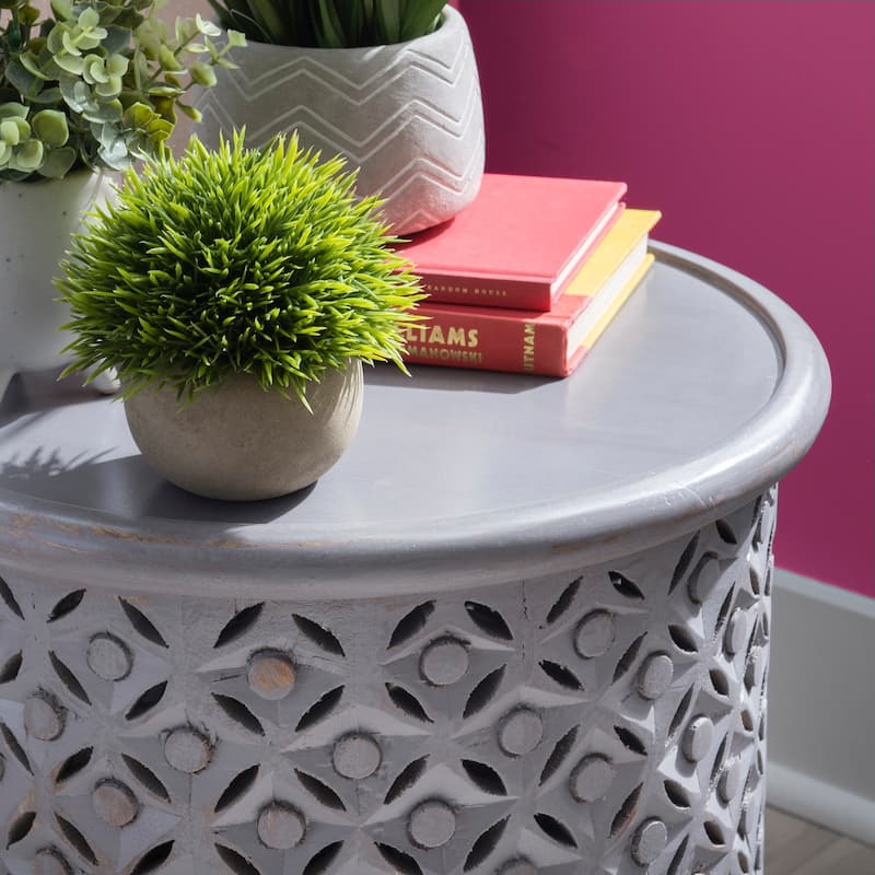 Linon Jennifer Boho Round Side Table