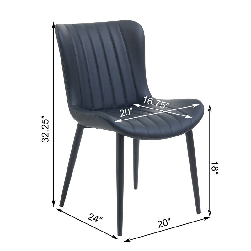 Dining Chairs Set of 2, Modern Upholstered Dining Chairs, Armless Faux Leather Accent Chairs with Backrest, Metal Legs