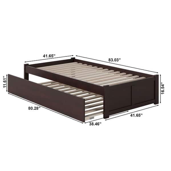 dimension image slide 9 of 11, Concord Bed with Footboard and Twin Extra Long Trundle