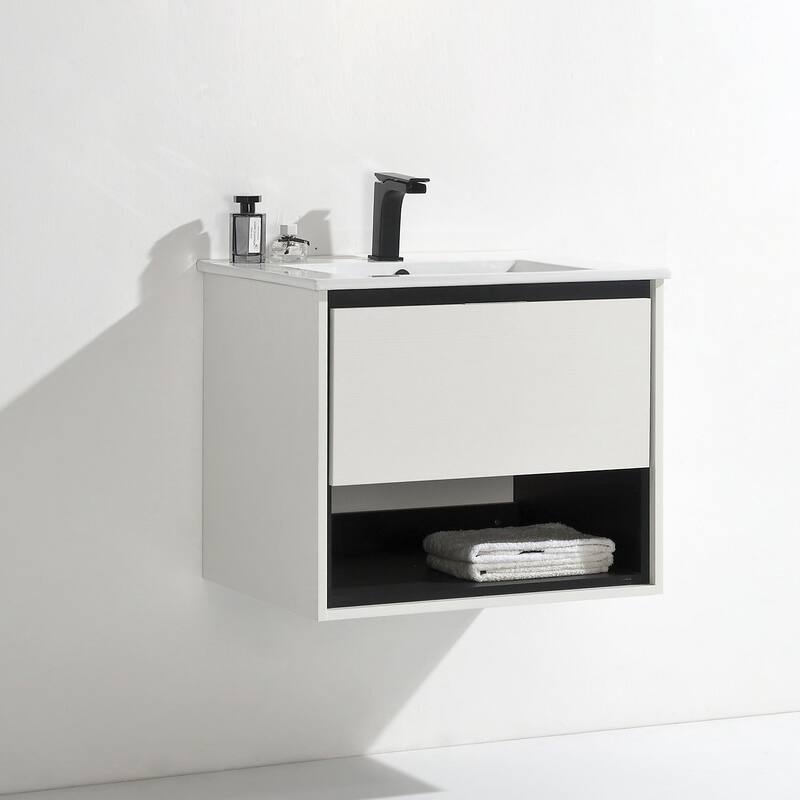 24"/30"/32"/36" Floating Bathroom Vanity Set with Ceramic Sink