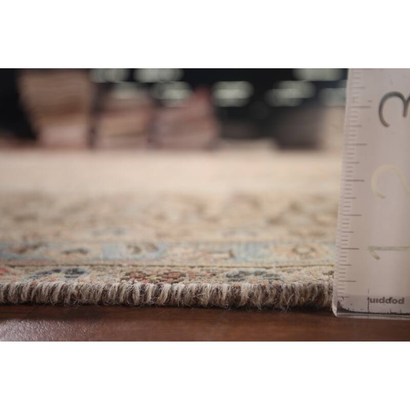 Distressed Traditional Mashad Persian Vintage Handmade Wool Carpet - 8'0"x 11'5"