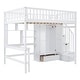 preview thumbnail 7 of 16, Full size Loft Bed with Bookshelf, Drawers, Desk and Wardrobe, White