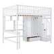 preview thumbnail 6 of 7, White Full Pine Loft Bed with Bookshelf, Drawers, Desk, Wardrobe, Storage Stair