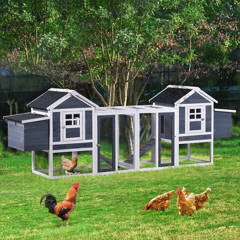 Adele 123.6" Large Outdoor Wooden Chicken Coop