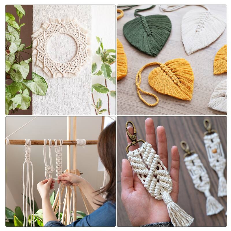 Thread Cord Macrame Cord Cotton Rope Braid String for Handmade Making - Blue,White