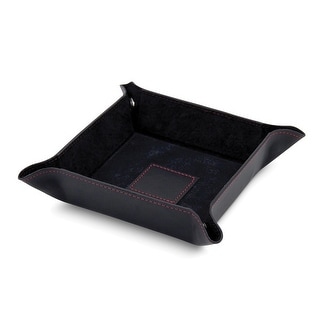 Curata Black Leather with Red Stitching Pigskin Lined Snap Valet Tray