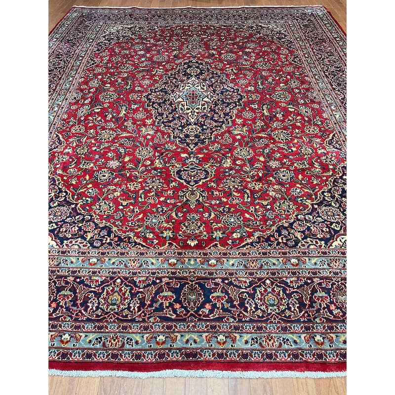 HERAT ORIENTAL Handmade Mashad Wool Rug - 9'7" x 12'6"