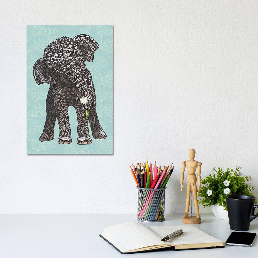iCanvas "Baby Elephant - Teal" by Angelika Parker Canvas Print