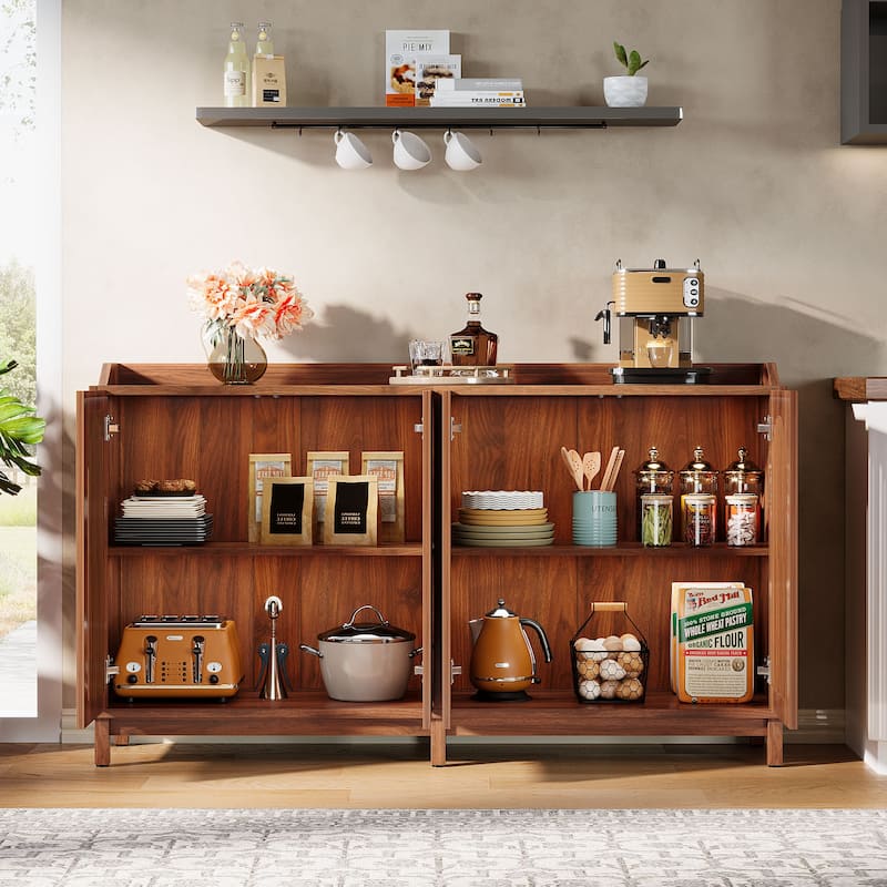 57” Farmhouse Sideboard Buffet Cabinet with Doors and Adjustable Shelf
