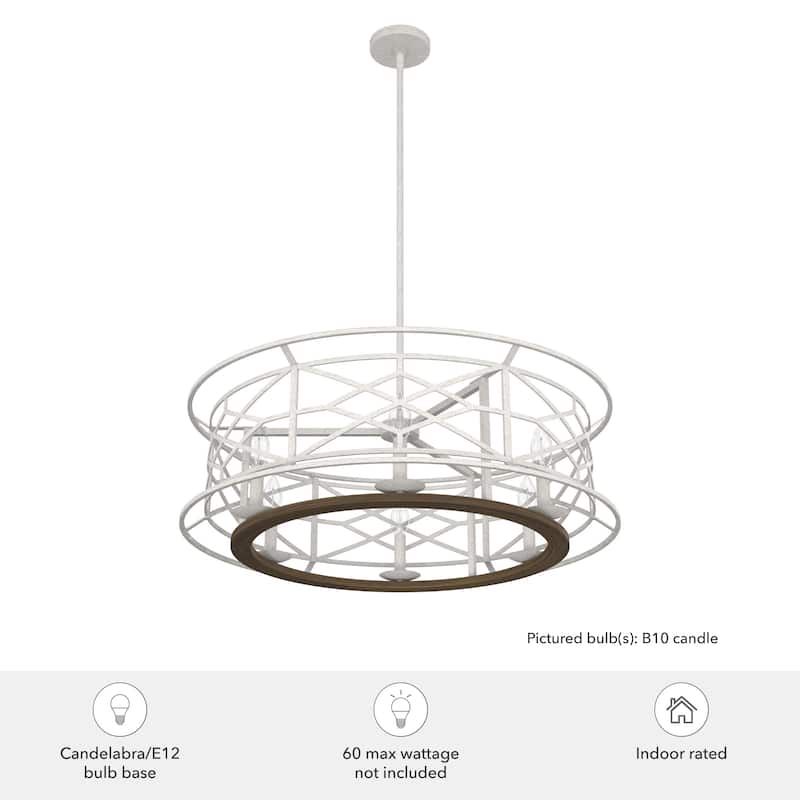 Hunter Langwood 30" 6-Light Round Chandelier - Dining Room, Entry - Caged, Contemporary, Modern Farmhouse, Transitional