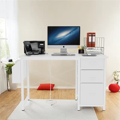 47.3" Office Desk with Power Outlet,3 Drawers,Side Pocket,Study Desk