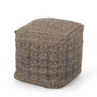 Platter Handcrafted Boho Fabric Cube Pouf by Christopher Knight Home ...