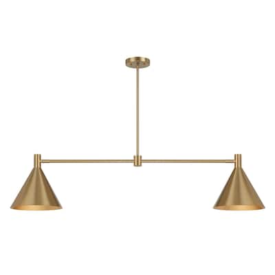 Pharos 2-Light Linear Chandelier in Noble Brass by Breegan Jane