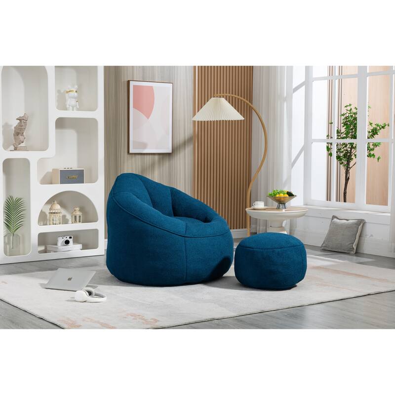 Bean Bag Sofa Chair High Pressure Foam Bean Bag Chair With Footrest