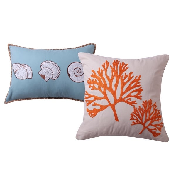 Greenland Ocean Blue King Quilt Set - 100% Cotton Beach House Seaside Coral Shell - 3 Piece