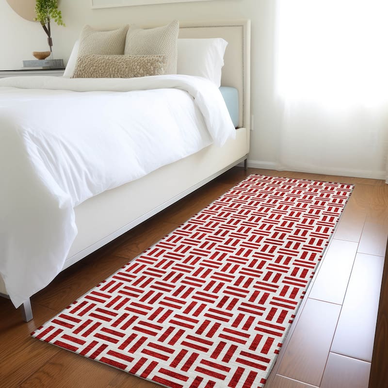 Premium Washable Super Soft Modern Weave Mayfield Rug - Red - 2'3" x 7'6"