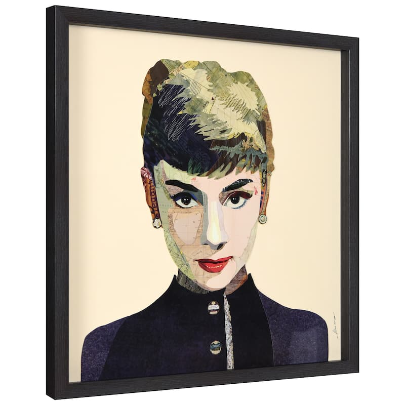 Empire Art "Audrey" Alex Zeng's dimensional collage, under glass & a black shadow box frame