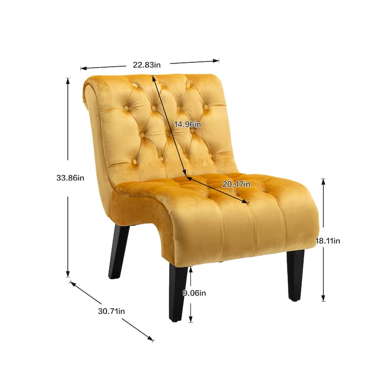 Velvet Upholstered Leisure Chair For Living Room With Wood Legs