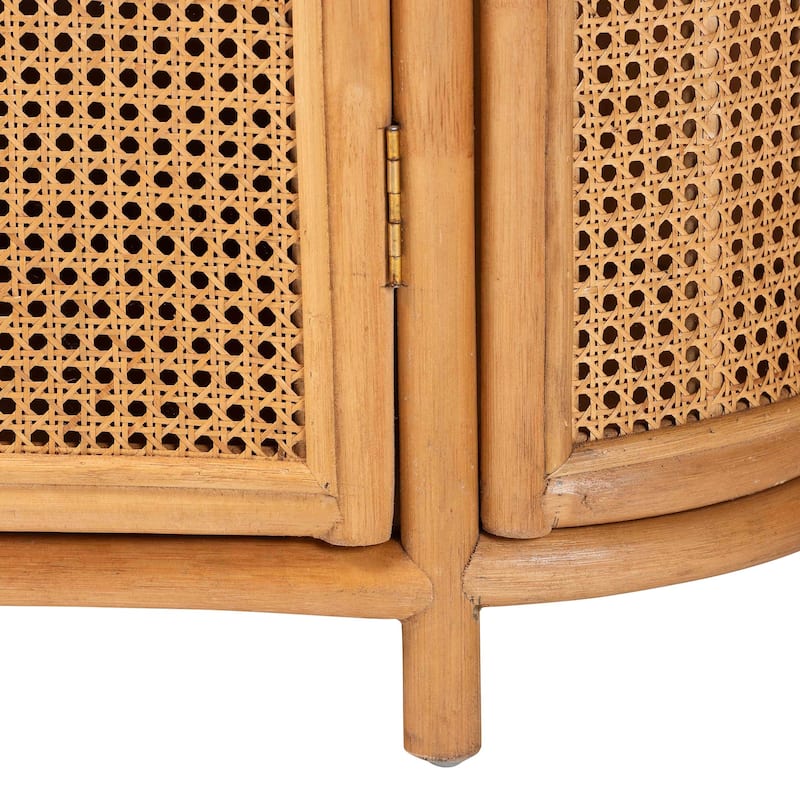 McKenna Natural Rattan Storage Cabinet - Handwoven Wicker Accent Cabinet, Boho Coastal Style for Living Room or Entryway