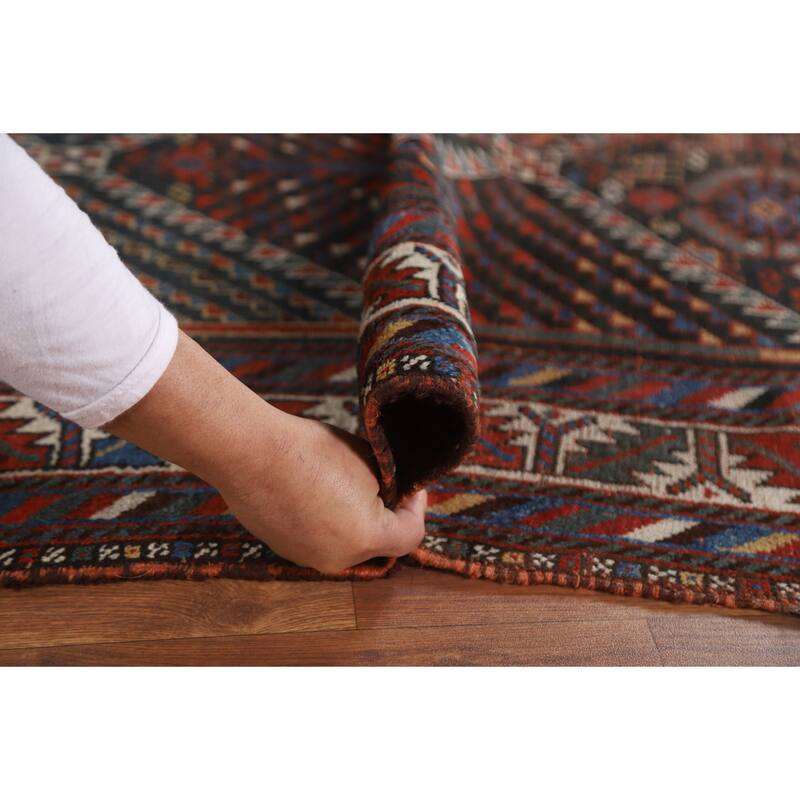 Pre-1900 Antique Qashqai Persian Area Rug Handmade Wool Carpet - 5'4"x 9'5"