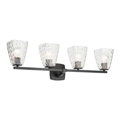 Kichler Lighting Marant 33.25" 4-Light Vanity Light with Clear Water Glass in Black