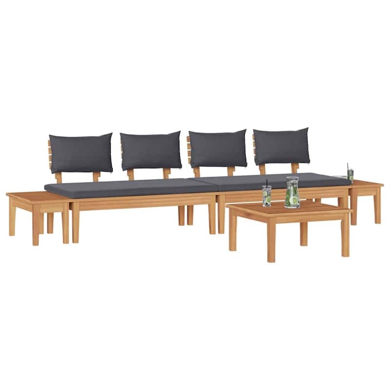 vidaXL Garden Bench Set with Cushion 3/4/5 pcs - 23.6" x 23.6" x 11.8