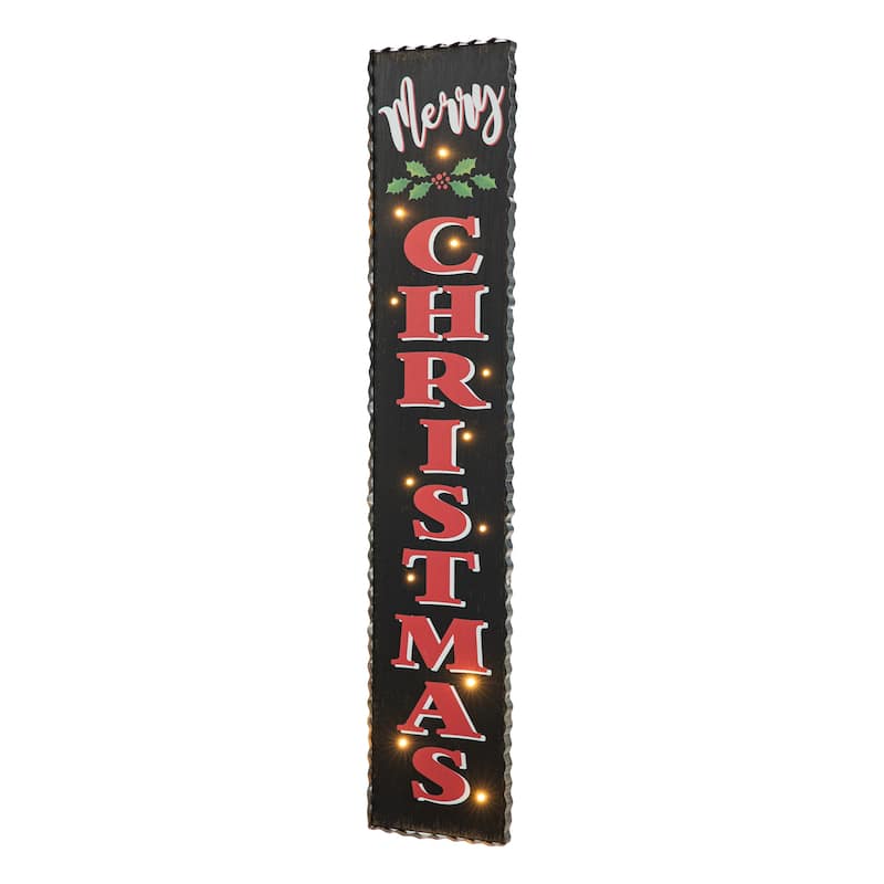 Glitzhome 42"H Lighted Wooden "Merry Christmas" Porch Sign Decor