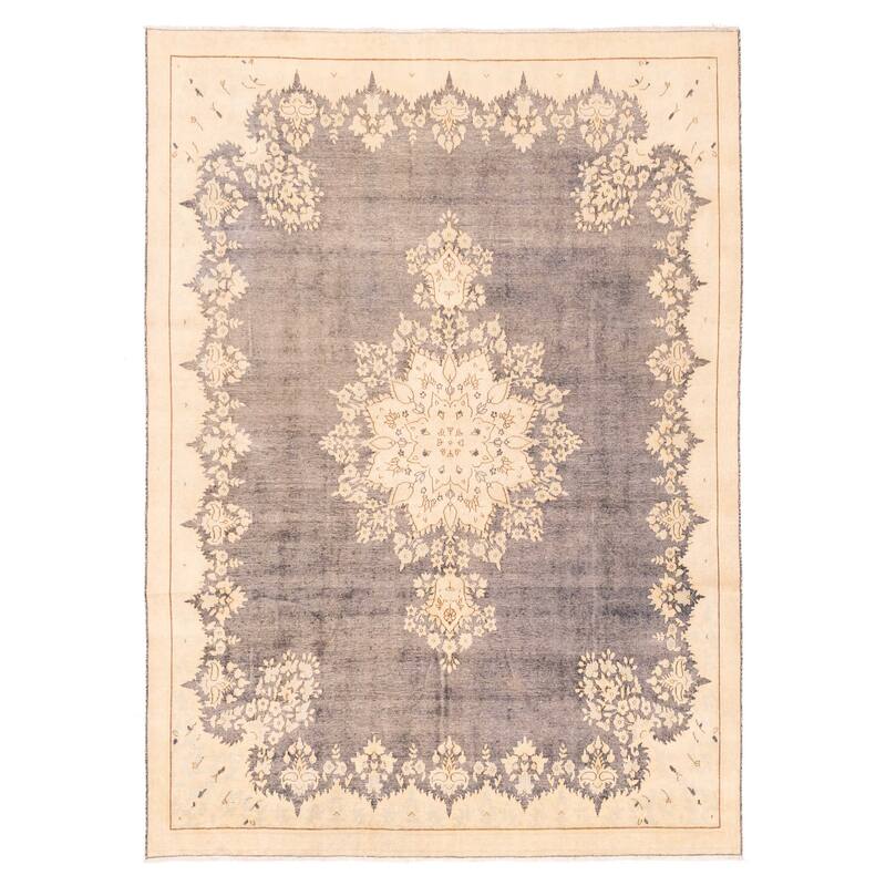 ECARPETGALLERY Hand-knotted Antalya Vintage Dark Grey Wool Rug - 7'6 x 10'3