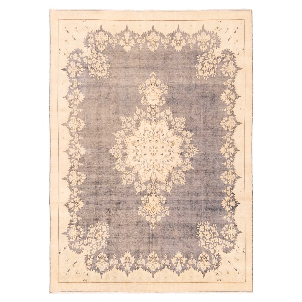 ECARPETGALLERY Hand-knotted Antalya Vintage Dark Grey Wool Rug - 7'6 x 10'3