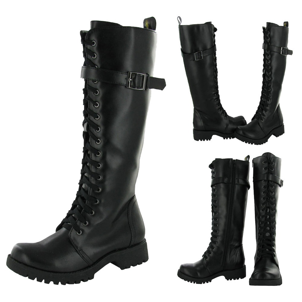 black leather womens boots