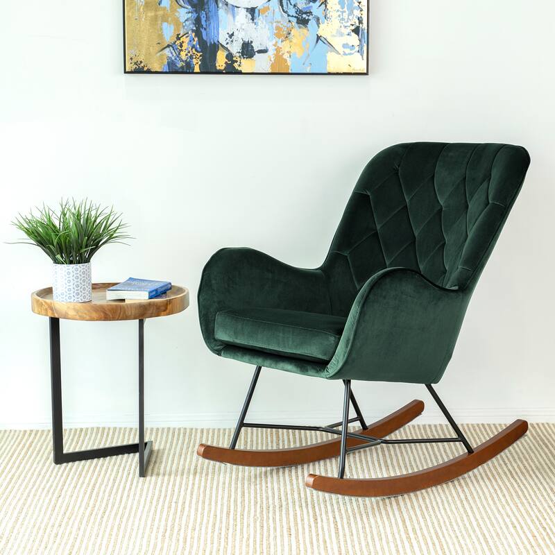 Salisbury Mid-Century Modern Velvet Rocking Chair