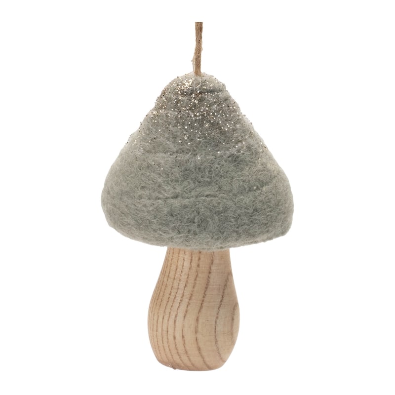 Set of 12 Hanging Mushroom Ornaments for Winter Woodland Decor - 4" x 3.25" x 3.25"