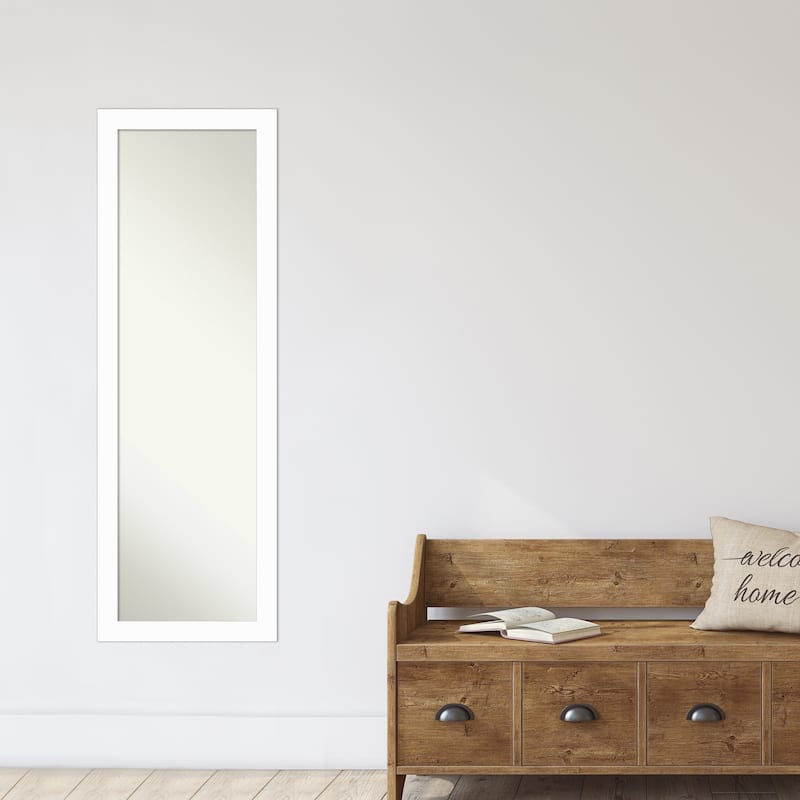 Basic Narrow Non-Beveled Wood Framed Full-Length On the Door Mirror - Glass Size 14x48
