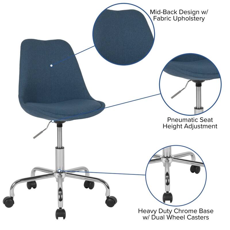 Mid-Back Fabric Task Office Chair with Pneumatic Lift