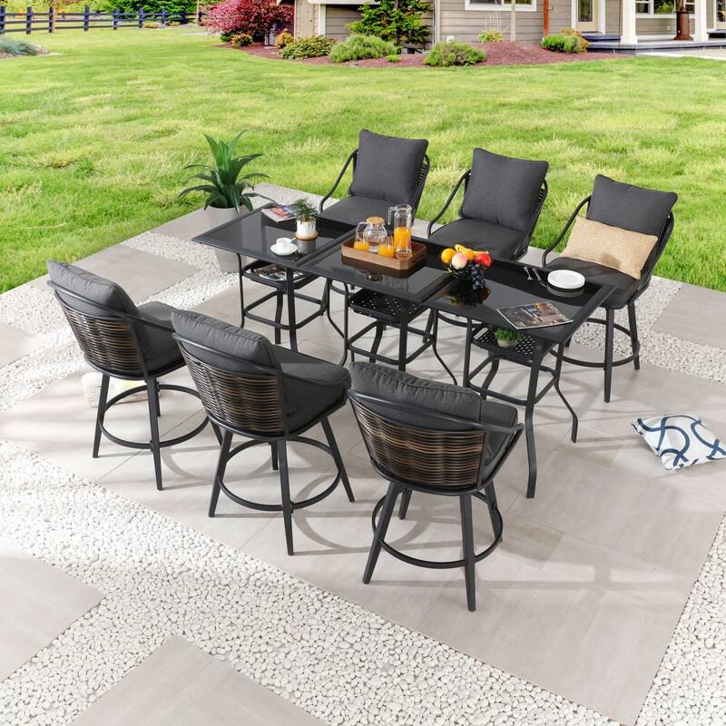 Patio Festival 9-Piece Bar Height Dining Set with Swivel Chairs