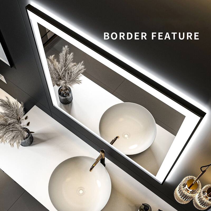 Square LED Light Anti-Fog Vanity Mirror with Backlit, Front Light - 36 in. W x 36 in. H