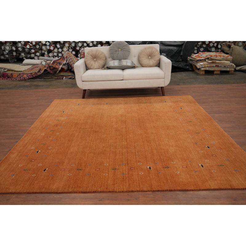Hand Knotted Oriental 100% Wool Carpet Tribal Animal Pictorial Oranges & Rust Gabbeh Area Rug - 8' 0'' X 7' 10''
