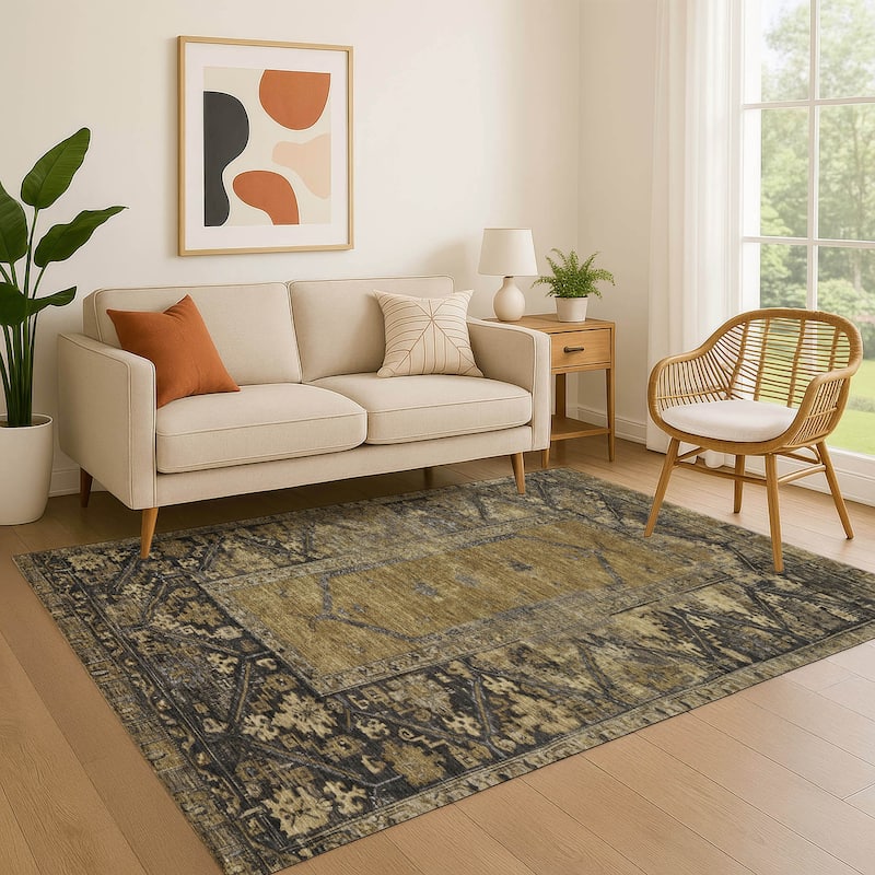 Premium Washable Super Soft Traditional Global Mayfield Rug - Brown - 3' x 5'