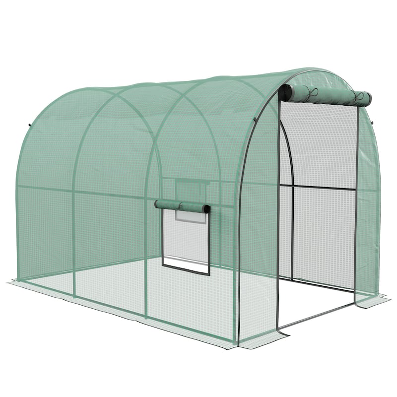 Tunnel Greenhouse with Door, Windows, 6.6'x10'x6.6'