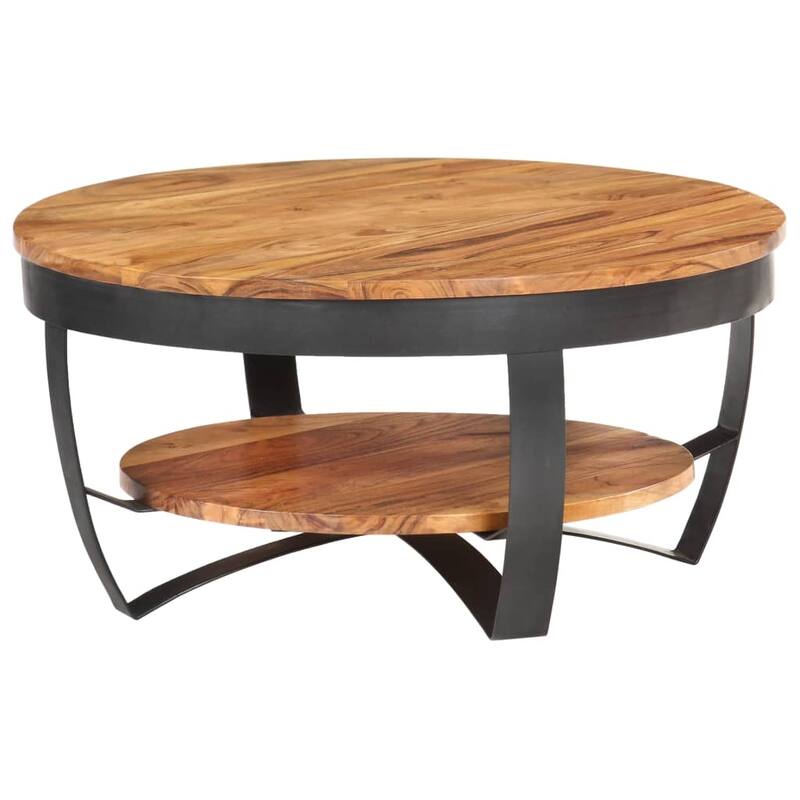 vidaXL Coffee Table 25.6"x25.6"x12.6" Solid Acacia Wood