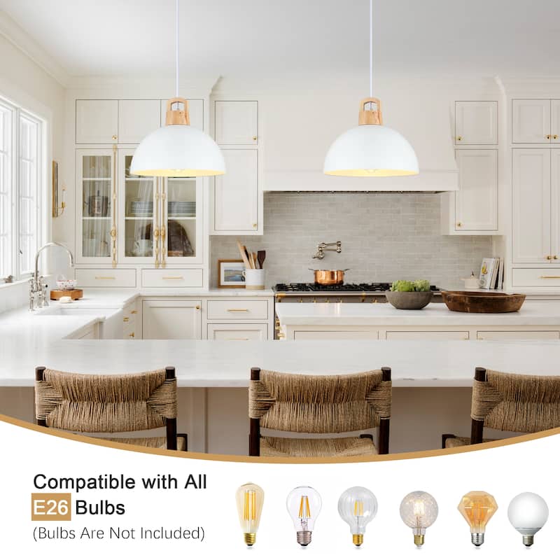 2-Light Metal Dome Hanging Foyer Pendant Light Island Chandelier for Dining Room