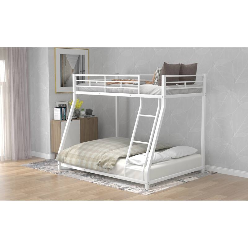 Modern Twin Over Full Metal Bunk Bed with Durable Steel Frame, Ideal for Kids' Rooms