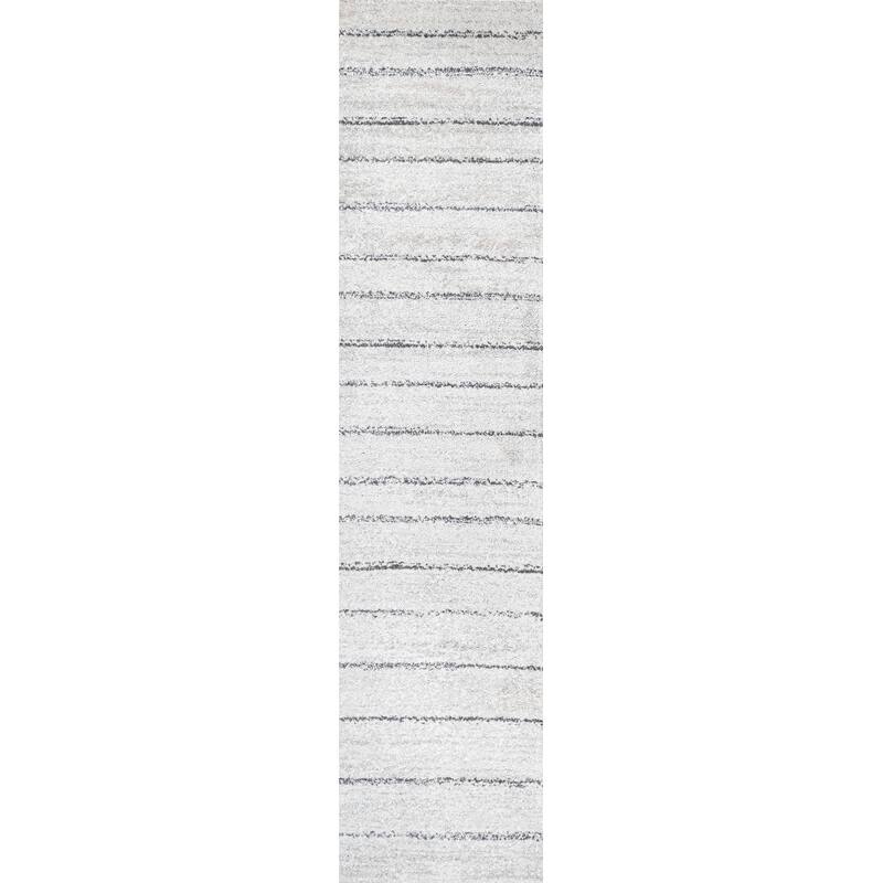 JONATHAN Y Alia Minimalist Stripe Area Rug - 2 X 8 - Cream/Gray