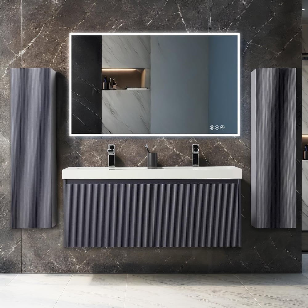 Blossom Positano 48" Floating Double Sink Vanity with Side Cabinets