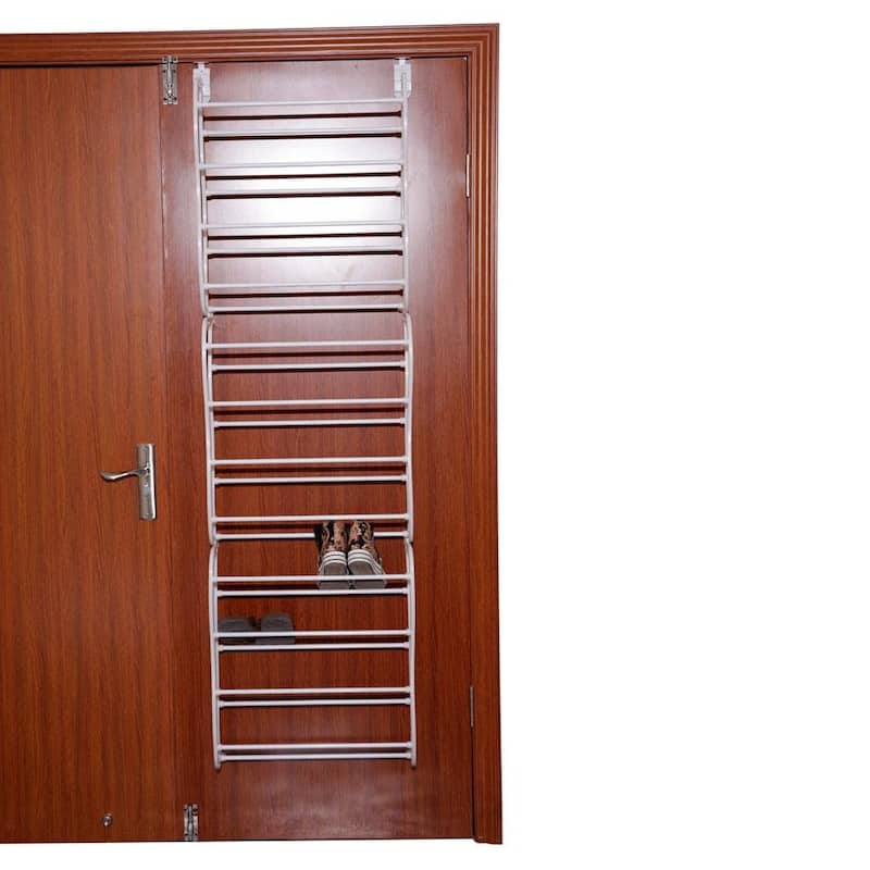 12 Layers Over-The-Door Wall-mounted Shoe Storage Rack Organizer White